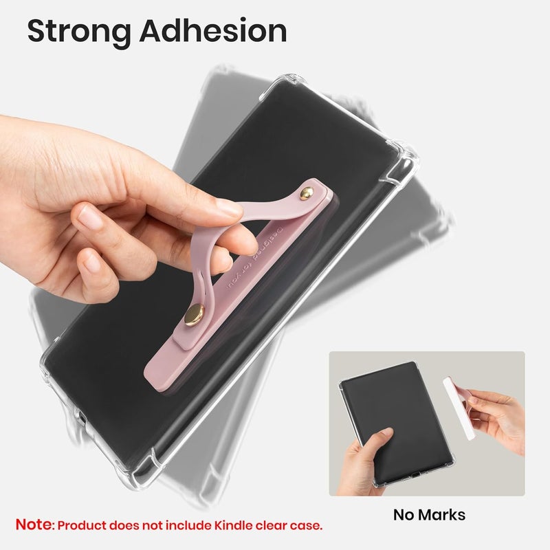 CoBak Hand Strap Holder for Kindle/Tablet - Lightweight TPU One-Handed Grip with Strong Stick, Stand for Phone, Adjustable Tightness for Kindle/Kobo/Voyaga/Lenovo/Sony E-Book Tablet, Pink - Image 3